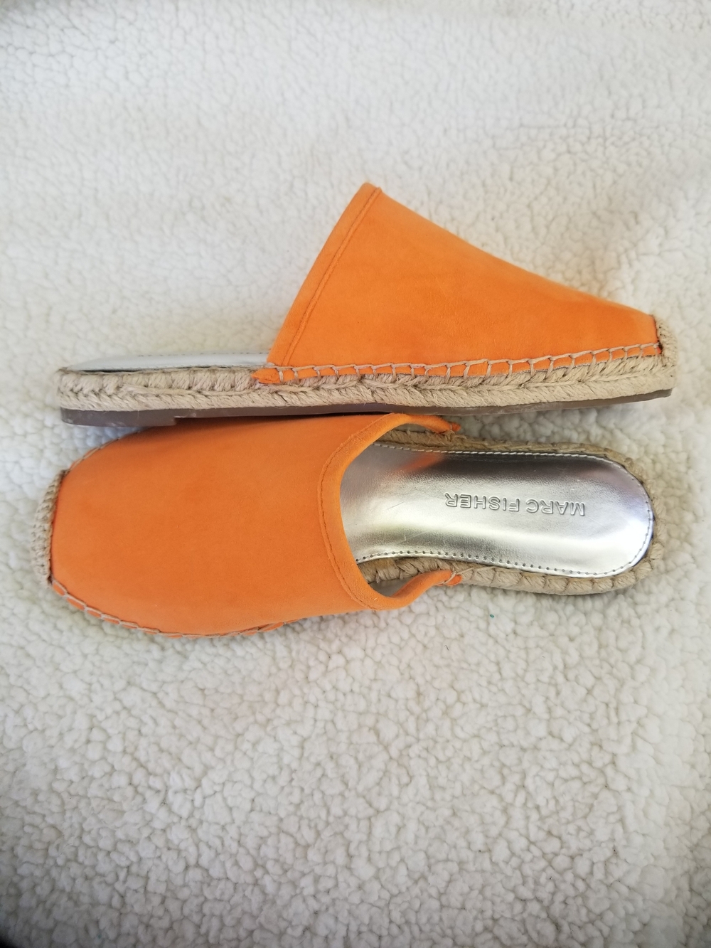 Marc Fisher Orange Suede Espadrille Slides